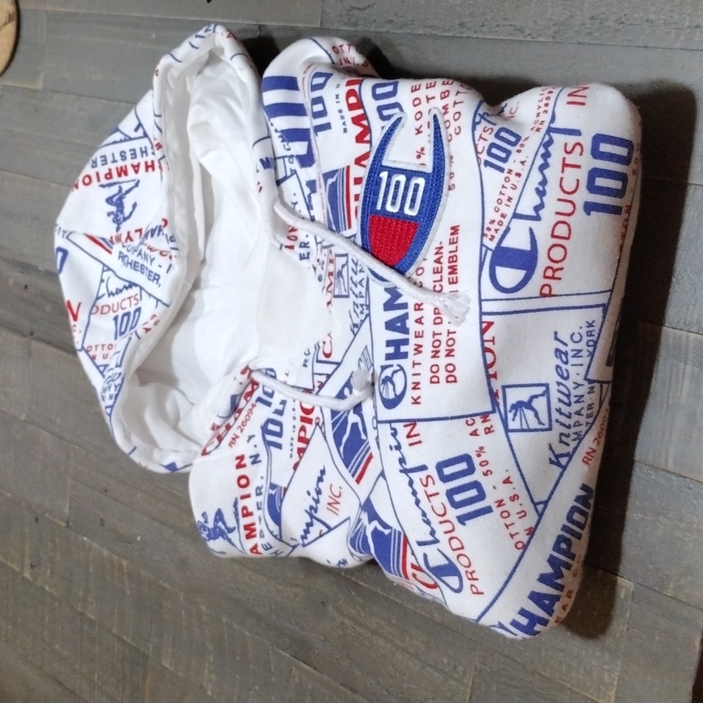 Ladies Sz M Red/White/Blue Champion 100 year Hoodie